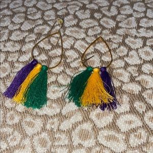 ⚜️MARDI GRAS TASSLE EARRINGS PURPLE & GREEN & GOLD